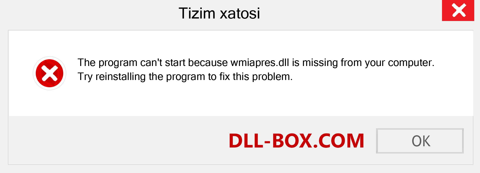 wmiapres.dll fayli yo'qolganmi?. Windows 7, 8, 10 uchun yuklab olish - Windowsda wmiapres dll etishmayotgan xatoni tuzating, rasmlar, rasmlar